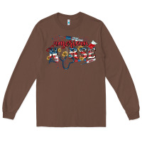 Chestnut American Nurse 4th of July Long Sleeve Tee - CowGirlArtShop