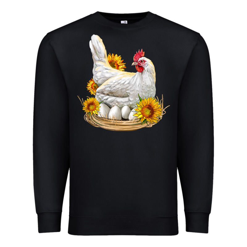 Perched Chicken With Sunflowers Premium Sweatshirt by LillyAllenDesigns | Teevron