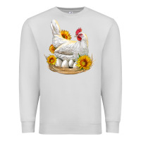 Dove Grey Perched Chicken With Sunflowers Premium Sweatshirt - LillyAllenDesigns