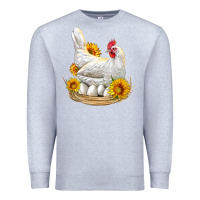 Heather Grey Perched Chicken With Sunflowers Premium Sweatshirt - LillyAllenDesigns