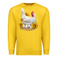 Lemon Perched Chicken With Sunflowers Premium Sweatshirt - LillyAllenDesigns