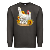 Smoke Perched Chicken With Sunflowers Premium Sweatshirt - LillyAllenDesigns