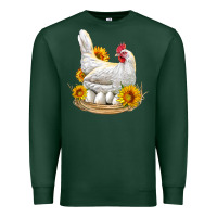 Sports Green Perched Chicken With Sunflowers Premium Sweatshirt - LillyAllenDesigns