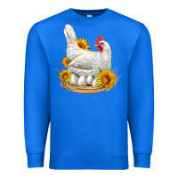 True Royal Perched Chicken With Sunflowers Premium Sweatshirt - LillyAllenDesigns