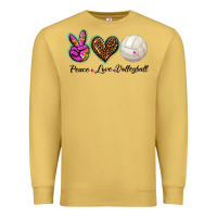 Antique Gold peace love volleyball Premium Sweatshirt - BarkalooDesign