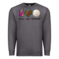 Charcoal Heather peace love volleyball Premium Sweatshirt - BarkalooDesign