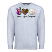 Heather Grey peace love volleyball Premium Sweatshirt - BarkalooDesign