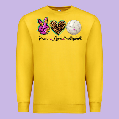 Peace Love Volleyball Premium Sweatshirt Designed By Barkaloodesign