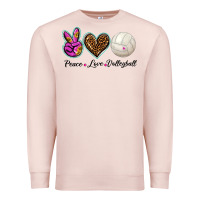 Pale Pink peace love volleyball Premium Sweatshirt - BarkalooDesign