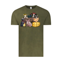 Vintage Olive farm animals wagon Vintage Tee - Zillion Design Studio