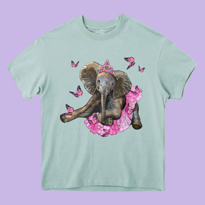 Baby Elephant With Tutu Heavy Core Tee Designed By Lillyallendesigns