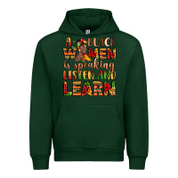 Forest Green a black women is speaking listen and learn Urban Hoodie - LillyAllenDesigns