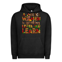 Pigment Black a black women is speaking listen and learn Urban Hoodie - LillyAllenDesigns