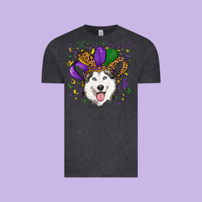 Vintage Tee Mardi gras hat husky