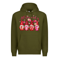 Army Green all you need is love Premium Hoodie - NancyCooperArtShop