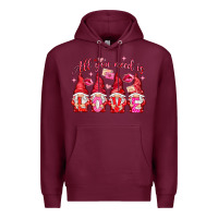 Burgundy all you need is love Premium Hoodie - NancyCooperArtShop