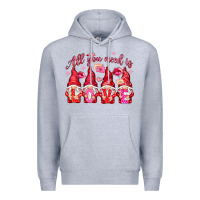 Heather Grey all you need is love Premium Hoodie - NancyCooperArtShop