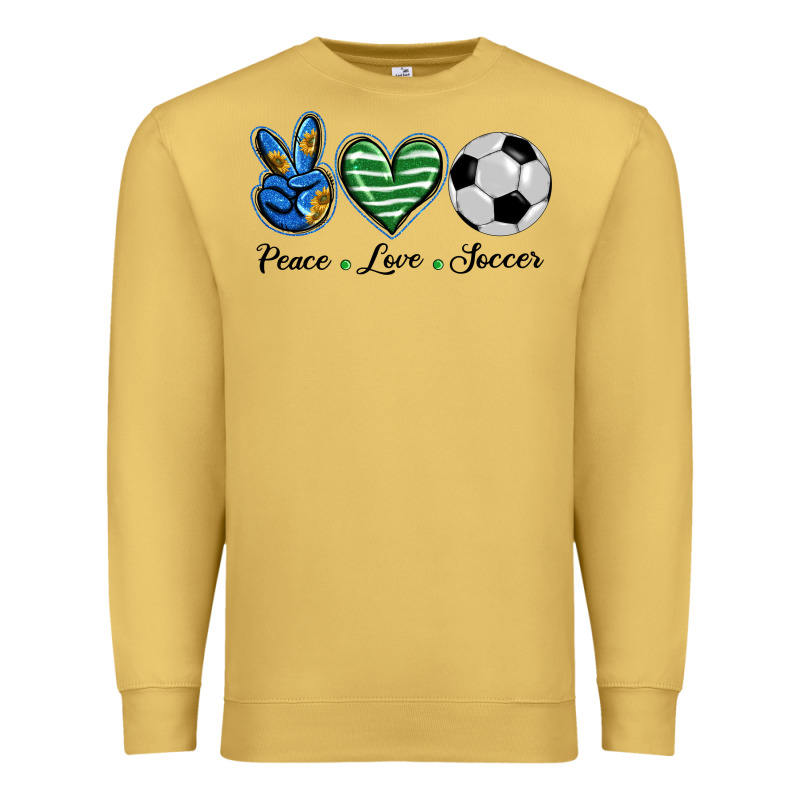 Peace Love Soccer Premium Sweatshirt by BarkalooDesign | Teevron