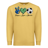 Antique Gold peace love soccer Premium Sweatshirt - BarkalooDesign