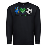 Black peace love soccer Premium Sweatshirt - BarkalooDesign
