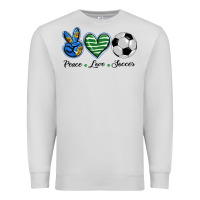Dove Grey peace love soccer Premium Sweatshirt - BarkalooDesign