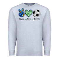 Heather Grey peace love soccer Premium Sweatshirt - BarkalooDesign