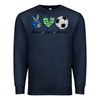 Navy peace love soccer Premium Sweatshirt - BarkalooDesign