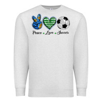 Oatmeal Heather peace love soccer Premium Sweatshirt - BarkalooDesign
