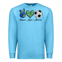 Ocean Blue peace love soccer Premium Sweatshirt - BarkalooDesign