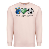 Pale Pink peace love soccer Premium Sweatshirt - BarkalooDesign