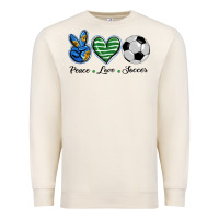 Sandshell peace love soccer Premium Sweatshirt - BarkalooDesign