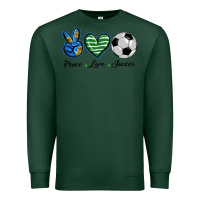 Sports Green peace love soccer Premium Sweatshirt - BarkalooDesign