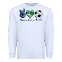 White peace love soccer Premium Sweatshirt - BarkalooDesign