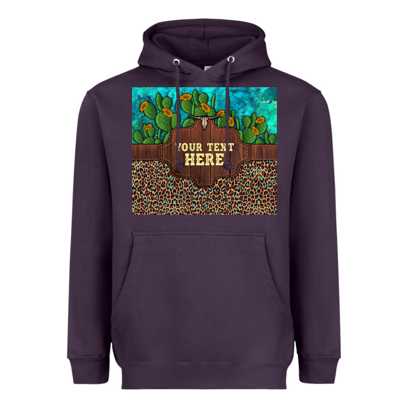 Preview Custom Cactus And Sunflowers Leopard Turquoise Heavyweight Hoodie by Artiststas | Teevron