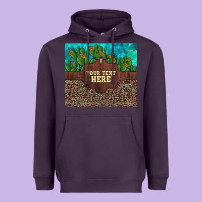 Preview Custom Cactus And Sunflowers Leopard Turquoise Heavyweight Hoodie Designed By Artiststas
