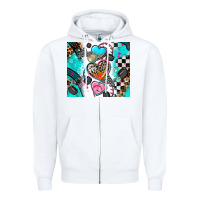 White race heart Zipper Hoodie - AdoDesignShop