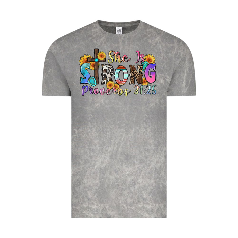 She Is Strong Proverbs 31 25 Vintage Tee by Zillion Design Studio | Teevron