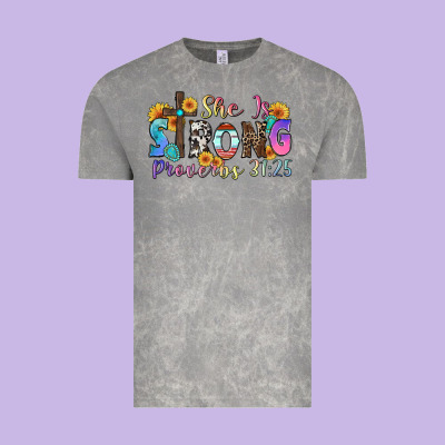 She Is Strong Proverbs 31 25 Vintage Tee Designed By Zillion Design Studio