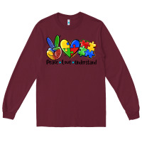 Burgundy peace love  cure Long Sleeve Tee - AdoDesignShop
