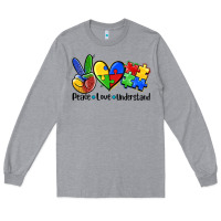 Heather Grey peace love  cure Long Sleeve Tee - AdoDesignShop