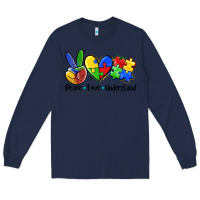 Navy peace love  cure Long Sleeve Tee - AdoDesignShop