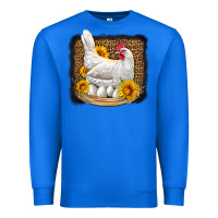 True Royal perched chicken with sunflowers leopard background Premium Sweatshirt - LillyAllenDesigns