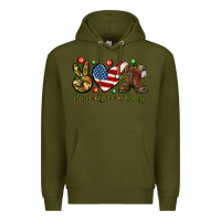 Army Green peace love army christmas Premium Hoodie - NancyCooperArtShop