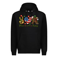 Black peace love army christmas Premium Hoodie - NancyCooperArtShop