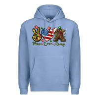Colony Blue peace love army christmas Premium Hoodie - NancyCooperArtShop