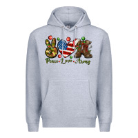 Heather Grey peace love army christmas Premium Hoodie - NancyCooperArtShop