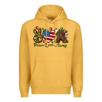 Mustard peace love army christmas Premium Hoodie - NancyCooperArtShop