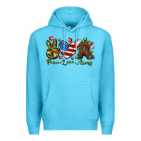 Ocean Blue peace love army christmas Premium Hoodie - NancyCooperArtShop
