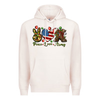 Pale Pink peace love army christmas Premium Hoodie - NancyCooperArtShop