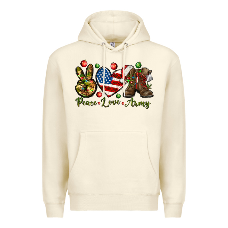 Peace Love Army Christmas Premium Hoodie by NancyCooperArtShop | Teevron